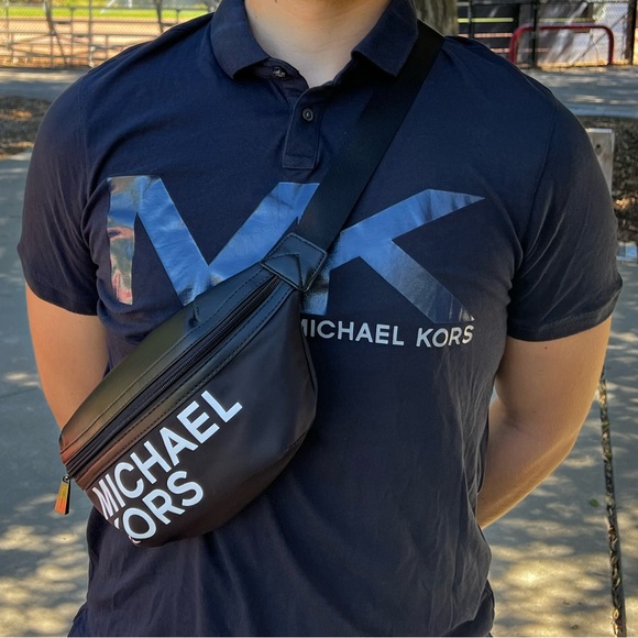 MICHAEL KORS MEN SIGNATURE LOGO POLO SHIRT TENNIS RUGBY NAVY BLUE MK CASUAL JOCK - Picture 2 of 16